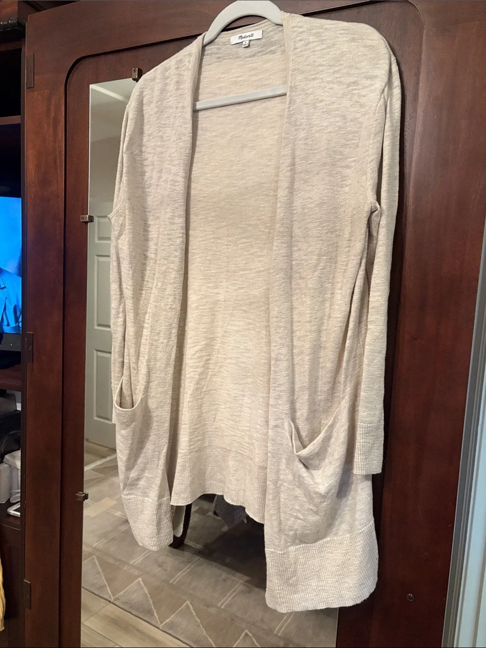 Madewell Light Beige Open-Front Long Cardigan